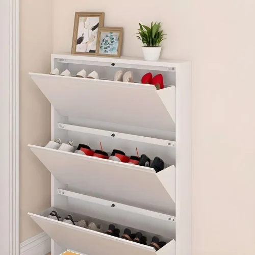 WALL MOUNTED STEEL SHOE RACK , 3 TIER ENTRYWAY SHOE ORGANIZER - Image 4