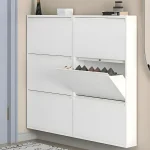 WALL MOUNTED STEEL SHOE RACK , 3 TIER ENTRYWAY SHOE ORGANIZER - Image 3