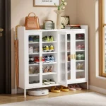 STEEL SHOE CABINET ORGANIZER WITH 4 DOOR AND 6 SPACIOUS LAYERS - ADJUSTABLE SHELVES - HIGHLY DURABLE
