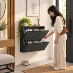 STEEL SHOE RACK WITH PULL OUT DOOR, SHOE CABINET, SHOE RACK FOR OFFICE AND ENTRYWAY - Image 3