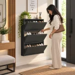 STEEL SHOE CABINET, 3 FLIP DOOR SHOE ORGANIZER FOR ENTRYWAY & BEDROOM - Image 3