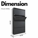 4-LAYER FLIP DRAWER SHOE CABINET, METAL NORDIC SHOE RACK ORGANIZER, WALL-MOUNTED OR FREESTANDING SLIM STORAGE FOR ENTRYWAY, HALLWAY & BEDROOM - Image 2