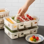 FRIDGE ORGANISER SQUARE SHAPE, 4 COMPARTMENT SNACK ORGANISING BOX, SERVING TRAY