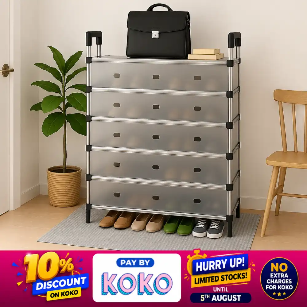 6-Tier Covered Shoe Storage Cabinet With Flip Doors 6-TIER COVERED SHOE STORAGE CABINET WITH FLIP DOORS - SHOE RACK FOR HOME AND OFFICE - EASY ASSEMBLE - Image 1