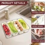 FRIDGE ORGANISER SQUARE SHAPE, 4 COMPARTMENT SNACK ORGANISING BOX, SERVING TRAY - Image 7