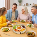 DIVIDED SERVING TRAY WITH LID & HANDLE, FRIDGE ORGANIZER, FOOD STORAGE FOR TRAVEL AND KITCHEN - Image 4