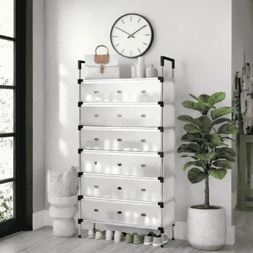 Shop a 7-Layer Covered Shoe Rack with Flip Doors | Racks.lk