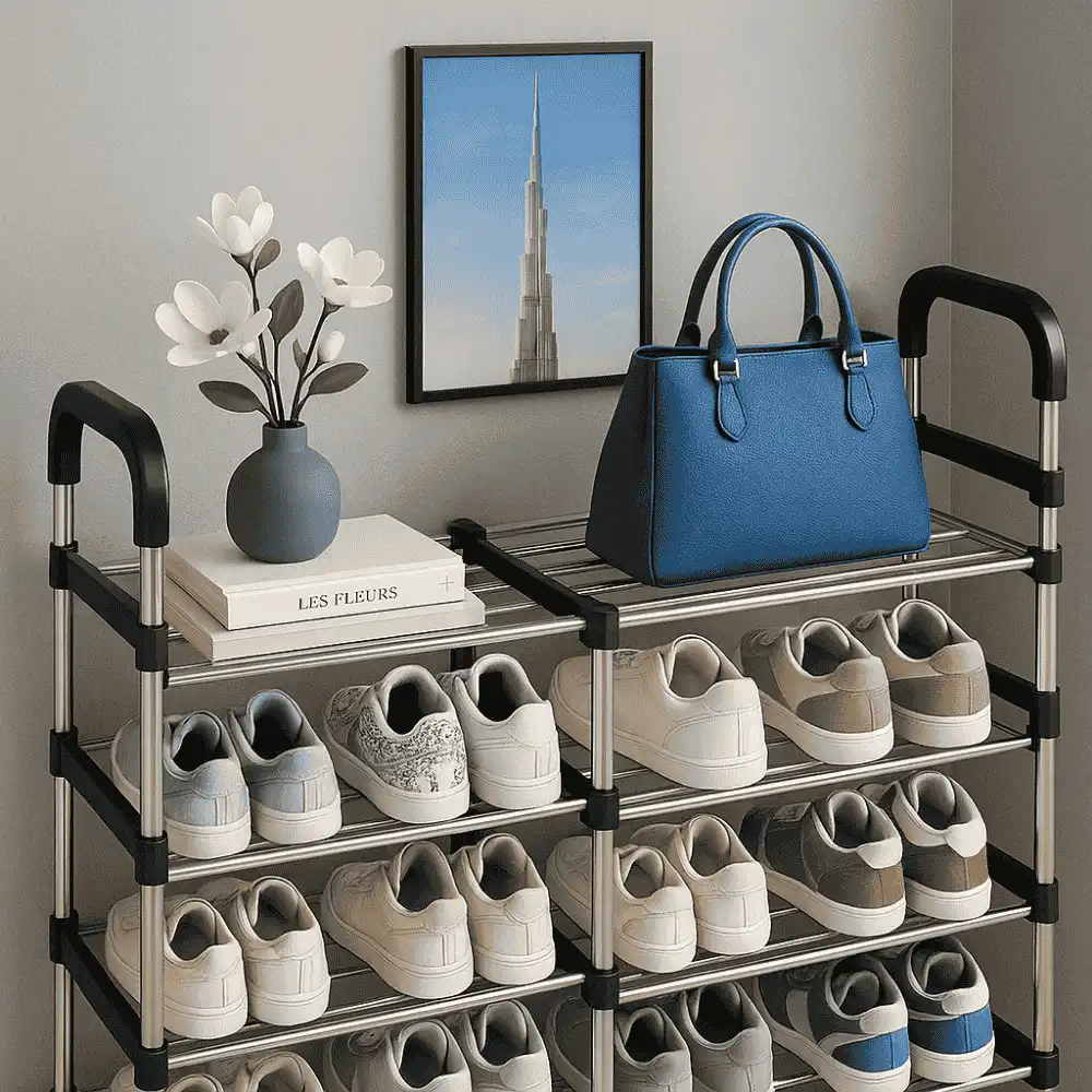 Shoes rack in sri lanka DOUBLE SIDED SHOE STORAGE RACK, PORTABLE SHOE ORGANIZER – EASY ASSEMBLY - Image 6