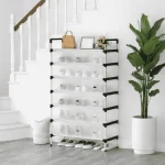 COVERED SHOE RACK FOR HOME AND OFFICE, 7 LAYER SHOE STORAGE CABINET WITH FLIP COVER, EASY ASSEMBLE AND DURABLE - Image 7