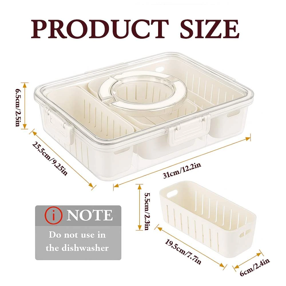 fridge items in sri lanka FRIDGE ORGANISER SQUARE SHAPE, 4 COMPARTMENT SNACK ORGANISING BOX, SERVING TRAY - Image 2