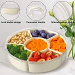 DIVIDED SERVING TRAY WITH LID & HANDLE, FRIDGE ORGANIZER, FOOD STORAGE FOR TRAVEL AND KITCHEN - Image 5