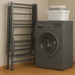 FOLDABLE 2-LAYER STANDING CLOTHES DRYING RACK - PORTABLE & SPACE SAVING CLOTHE HANGING RACK BLACK - Image 3