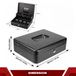 HEAVY DUTY CASH BOX WITH LOCK, PORTABLE MONEY BOX FOR NOTES AND COINS - Image 2
