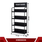 SUPERMARKET 4-TIER STEEL DISPLAY RACK WITH SIGNBOARD | HOME PANTRY STORAGE SHELF BLACK / WHITE - Image 3