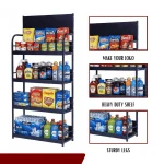 SUPERMARKET 4-TIER STEEL DISPLAY RACK WITH SIGNBOARD | HOME PANTRY STORAGE SHELF BLACK / WHITE - Image 13
