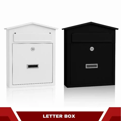 WALL MOUNTED METAL POST BOX WITH LOCK - WEATHERPROOF SECURE MAILBOX FOR HOME & OFFICE, DURABLE OUTDOOR LETTER BOX