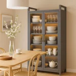 Metal Storage Cabinet with Clear Doors – Carbon Steel Kitchen & Display Rack - 5 Layer Shelf - Image 9