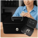 STEEL CASH BOX WITH SECURE LOCK - MINI MONEY SAFE, PORTABLE COIN BANK FOR KIDS, METAL COLLECTION STORAGE - Image 6