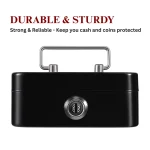 STEEL CASH BOX WITH SECURE LOCK - MINI MONEY SAFE, PORTABLE COIN BANK FOR KIDS, METAL COLLECTION STORAGE - Image 5