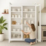 Metal Storage Cabinet with Clear Doors – Carbon Steel Kitchen & Display Rack - 5 Layer Shelf - Image 6