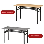 FOLDING WOODEN COMPUTER TABLE - DOUBLE LAYER | STEEL FRAME TABLE FOR HOME & OFFICE - Image 2