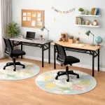 FOLDING WOODEN COMPUTER TABLE - DOUBLE LAYER | STEEL FRAME TABLE FOR HOME & OFFICE