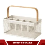 MULTI COMPARTMENT MESH WIRE STORAGE BASKET - METAL ORGANIZER BASKET BLACK & WHITE - Image 10