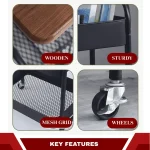 MULTIPURPOSE STEEL STORAGE CART WITH WHEELS - KITCHEN TROLLEY, OFFICE RACK, KIDS ORGANIZER - Image 13