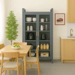 Metal Storage Cabinet with Clear Doors – Carbon Steel Kitchen & Display Rack - 5 Layer Shelf - Image 3