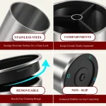 STAINLESS STEEL KITCHEN UTENSIL HOLDER - 360° ROTATING CUTTLERY  ORGANZER - Image 3