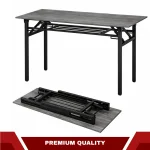 FOLDING WOODEN COMPUTER TABLE - DOUBLE LAYER | STEEL FRAME TABLE FOR HOME & OFFICE - Image 12