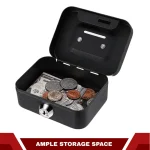STEEL CASH BOX WITH SECURE LOCK - MINI MONEY SAFE, PORTABLE COIN BANK FOR KIDS, METAL COLLECTION STORAGE - Image 4