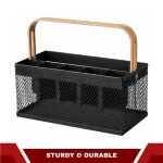 MULTI COMPARTMENT MESH WIRE STORAGE BASKET - METAL ORGANIZER BASKET BLACK & WHITE - Image 5