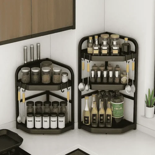 STEEL CORNER RACK, KITCHEN AND BATHROOM STORAGE RACK (2 & 3 Layer)