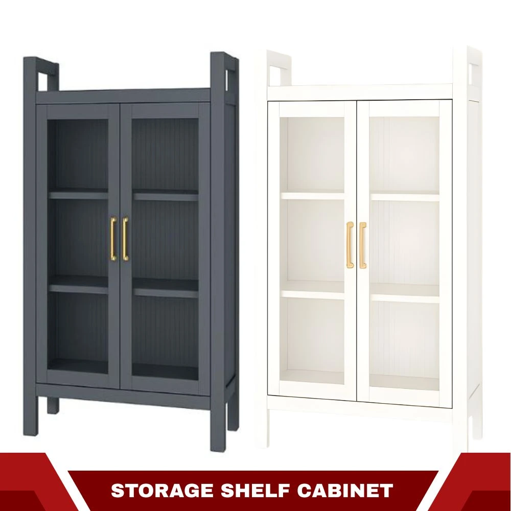KITCHEN STEEL CABINET WITH DOUBLE DOORS - 3 LAYER SHELF STORAGE ORGANIZER FOR KITCHEN ITEMS, BOOKS AND GARAGE KITCHEN STEEL CABINET WITH DOUBLE DOORS - 3 LAYER SHELF STORAGE ORGANIZER FOR KITCHEN ITEMS, BOOKS AND GARAGE