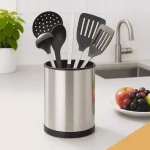 STAINLESS STEEL KITCHEN UTENSIL HOLDER - 360° ROTATING CUTTLERY  ORGANZER