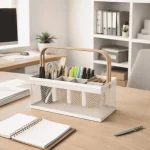 MULTI COMPARTMENT MESH WIRE STORAGE BASKET - METAL ORGANIZER BASKET BLACK & WHITE - Image 4