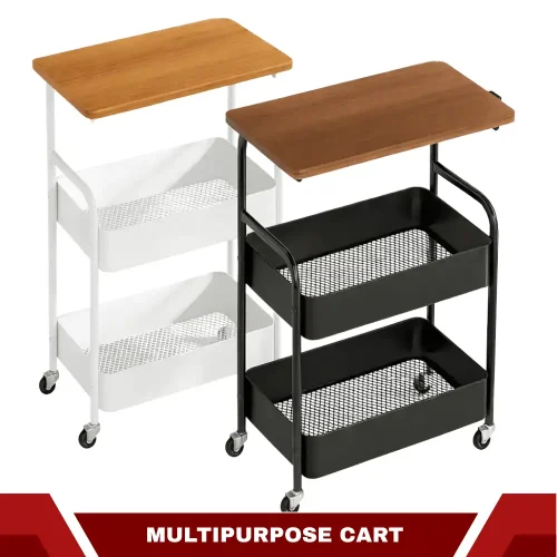 MULTIPURPOSE STEEL STORAGE CART WITH WHEELS - KITCHEN TROLLEY, OFFICE RACK, KIDS ORGANIZER