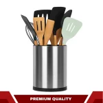 STAINLESS STEEL KITCHEN UTENSIL HOLDER - 360° ROTATING CUTTLERY  ORGANZER - Image 6