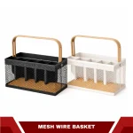 MULTI COMPARTMENT MESH WIRE STORAGE BASKET - METAL ORGANIZER BASKET BLACK & WHITE - Image 7