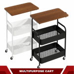MULTIPURPOSE STEEL STORAGE CART WITH WHEELS - KITCHEN TROLLEY, OFFICE RACK, KIDS ORGANIZER