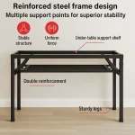 FOLDING WOODEN COMPUTER TABLE - DOUBLE LAYER | STEEL FRAME TABLE FOR HOME & OFFICE - Image 3