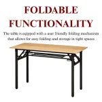FOLDING WOODEN COMPUTER TABLE - DOUBLE LAYER | STEEL FRAME TABLE FOR HOME & OFFICE - Image 6