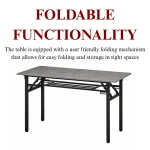 FOLDING WOODEN COMPUTER TABLE - DOUBLE LAYER | STEEL FRAME TABLE FOR HOME & OFFICE - Image 10