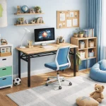 FOLDING WOODEN COMPUTER TABLE - DOUBLE LAYER | STEEL FRAME TABLE FOR HOME & OFFICE - Image 11