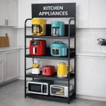 SUPERMARKET 4-TIER STEEL DISPLAY RACK WITH SIGNBOARD | HOME PANTRY STORAGE SHELF BLACK / WHITE - Image 6