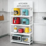 SUPERMARKET 4-TIER STEEL DISPLAY RACK WITH SIGNBOARD | HOME PANTRY STORAGE SHELF BLACK / WHITE - Image 10