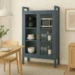 KITCHEN STEEL CABINET WITH DOUBLE DOORS - 3 LAYER SHELF STORAGE ORGANIZER FOR KITCHEN ITEMS, BOOKS AND GARAGE - Image 5