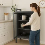 KITCHEN STEEL CABINET WITH DOUBLE DOORS - 3 LAYER SHELF STORAGE ORGANIZER FOR KITCHEN ITEMS, BOOKS AND GARAGE - Image 4