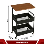 MULTIPURPOSE STEEL STORAGE CART WITH WHEELS - KITCHEN TROLLEY, OFFICE RACK, KIDS ORGANIZER - Image 3